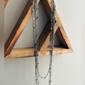 Silver multi-layered chain necklace